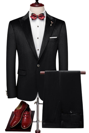 Black Peak Lapel 2 Piece Men's Suits